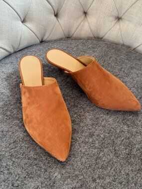 JENNI KAYNE Walnut Oiled Leather Kitten Heel Mules